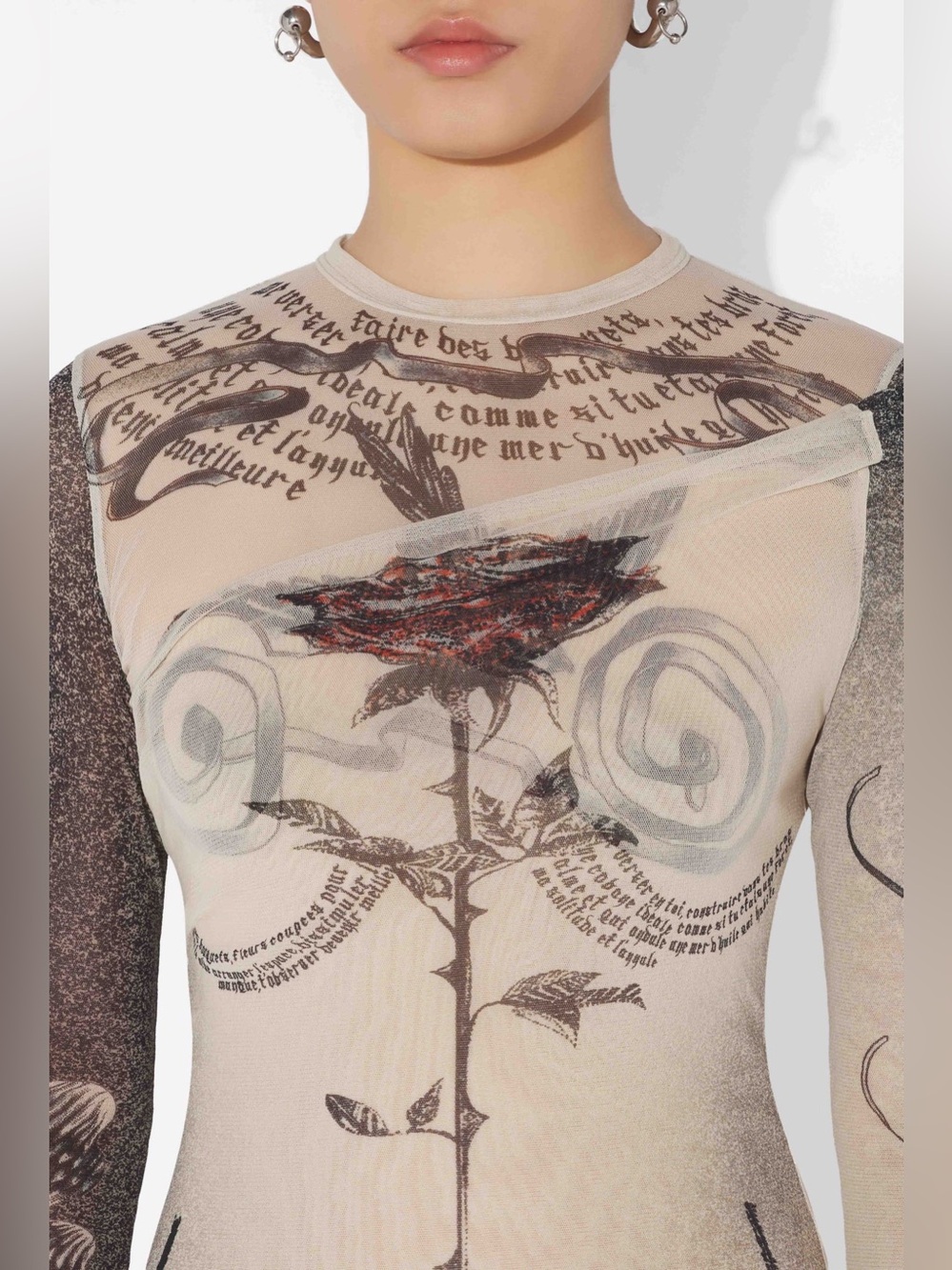 JEAN PAUL GAULTIER THE TATTOO ROSE AND BIRD TOP - Picture 6 of 10